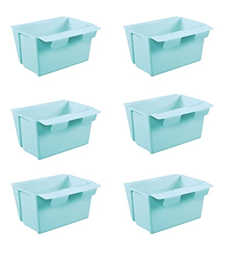 ARTECSIS Set Blumenkästen Pflanzkasten Balkonkasten Kunststoff Einsatz für Europaletten vertikaler Garten Hochbeet (6er Set, Blau/Mint) von ARTECSIS