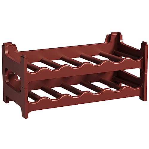 ARTECSIS Weinregal stapelbar Kunststoff für 12 Flaschen, stabiles Flaschenregal in Gastronomie-Qualität, modular erweiterbar, Braun von ARTECSIS