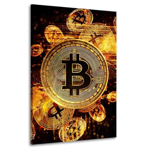 Bitcoin Abstract Gold Wandbild Leinwandbild Kunst XXL Deko Größe 60x90x4cm Bitcoin Abstract Gold Wandbild Leinwandbild Kunst XXL Deko Größe 60x90x4cm von ARTEDinoi