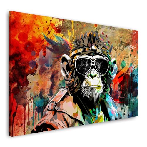 Cooler Affe mit Sonnenbrille Wandbild Leinwandbild Kunstdruck XL Wanddeko Größe 120x80x2cm Cooler Affe mit Sonnenbrille Wandbild Leinwandbild Kunstdruck XL Wanddeko Größe 120x80x2cm von ARTEDinoi