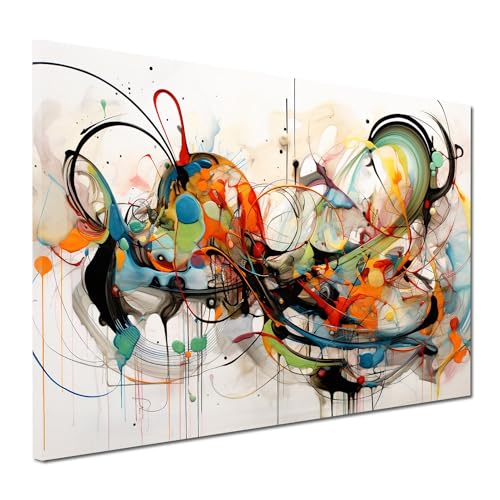 Kunstwelten24 Wandbild Leinwandbild Kunstdruck XXL Wanddeko abstract Lines Größe 90x60x4cm von ARTEDinoi