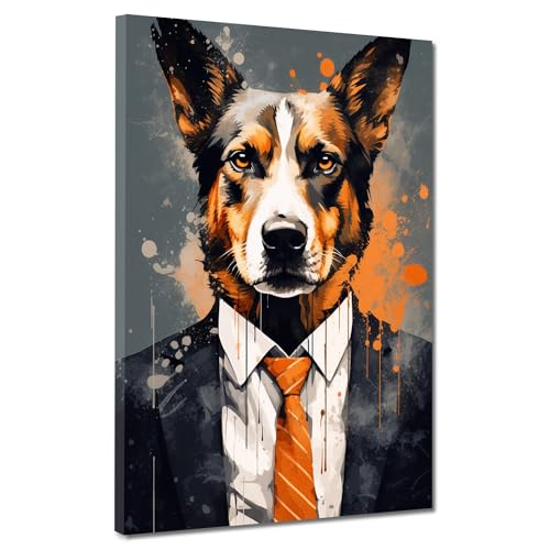Hund im Anzug Pop Art Colour Leinwandbild Wandbild Kunstdruck XL Wanddeko Größe 105x140x4cm Hund im Anzug Pop Art Colour Leinwandbild Wandbild Kunstdruck XL Wanddeko Größe 105x140x4cm von ARTEDinoi