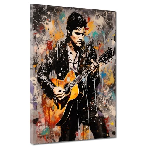 Pop Art Kunstwerk Elvis Leinwandbild Wandbild Kunstdruck XL Deko Größe 105x140x4cm Pop Art Kunstwerk Elvis Leinwandbild Wandbild Kunstdruck XL Deko Größe 105x140x4cm von ARTEDinoi