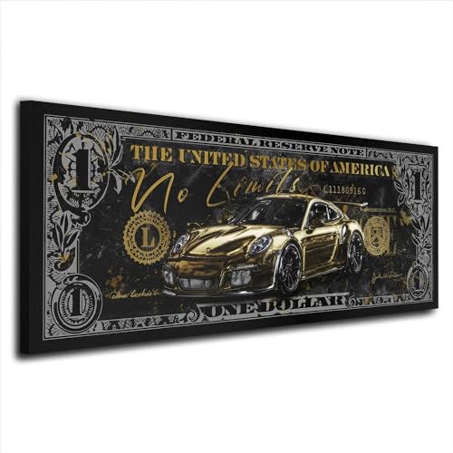 Porsche No Limits Geld Leinwandbild Wandbild Kunstdruck XXL Deko Größe 125x50x2cm Porsche No Limits Geld Leinwandbild Wandbild Kunstdruck XXL Deko Größe 125x50x2cm von ARTEDinoi