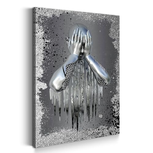 Metallfigur traurig Splash Silber Stil Leinwandbild Wandbild Größe 40x60x2cm Metallfigur traurig Splash Silber Stil Leinwandbild Wandbild Größe 40x60x2cm von ARTEDinoi