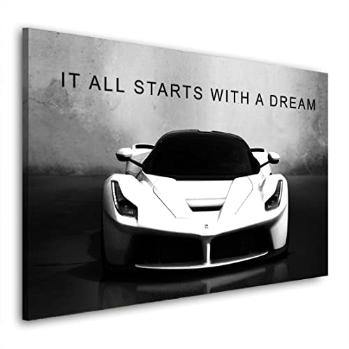 Motivation Sportwagen in weiß Auto XL Wandbild Leinwandbild Deko Kunst Größe 60x40x2cm Motivation Sportwagen in weiß Auto XL Wandbild Leinwandbild Deko Kunst Größe 60x40x2cm von ARTEDinoi