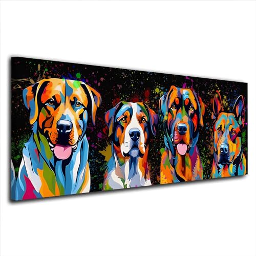 Pop Art große Hunde Colour Leinwandbild Wandbild Kunstdruck XL Wanddeko Größe 75x30x2cm Pop Art große Hunde Colour Leinwandbild Wandbild Kunstdruck XL Wanddeko Größe 75x30x2cm von ARTEDinoi