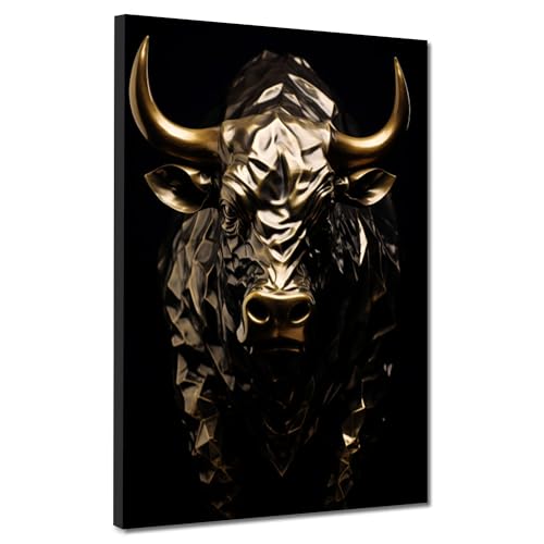 Stier Gold Style Kunstdruck Leinwandbild Wandbild XL Wanddeko Größe 60x80x2cm Stier Gold Style Kunstdruck Leinwandbild Wandbild XL Wanddeko Größe 60x80x2cm von ARTEDinoi