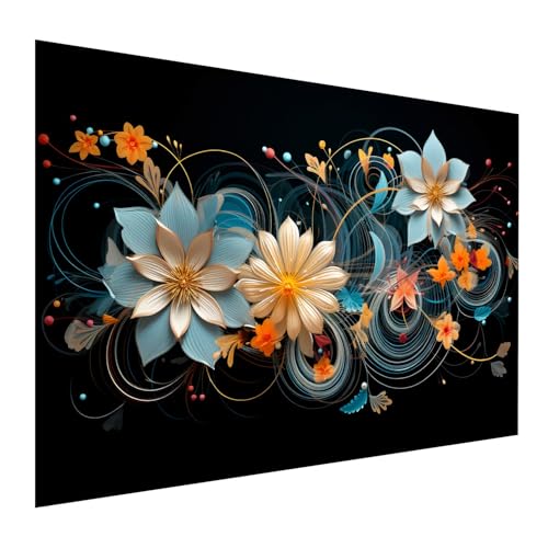 Lines abstrakte Blumen Wandbild Leinwandbild Kunstdruck XXL Deko Größe 90x60x2cm von ARTEDinoi