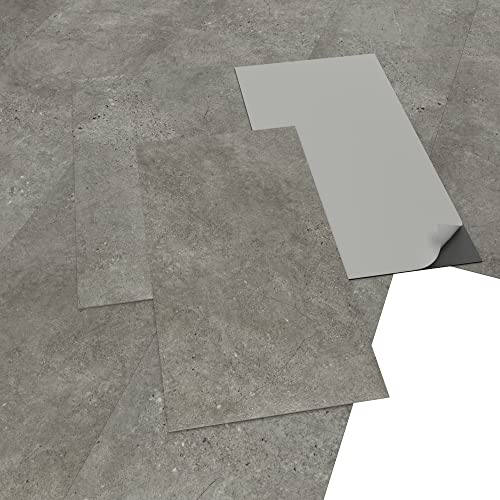 ARTENS - Selbstklebende PVC-Fliesen - FORTE - KANGEAN - Dicke 2 mm - 2,23 m²/ 12 Fliesen - Betoneffekt - Grau von ARTENS