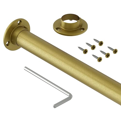 ARTEST Garderobenstange Serie Classic 25x1.5 mm 148 cm- gold mat -Kleiderstange Wandmontage, Einfache Kleiderstange Für Schrank, Ideal Für Ästhetische Schrank Systeme von ARTEST