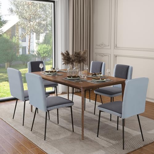ARTETHYS Esszimmerstühle Essstühle 6er Set, Moderne Küchenstuhl Samtbezug Polsterstuhl Esszimmer Stuhl mit hoher Rückenlehne Metallbeine, für Esszimmer Wohnzimmer Küche, bis 120 kg belastbar, Blaugrau von ARTETHYS