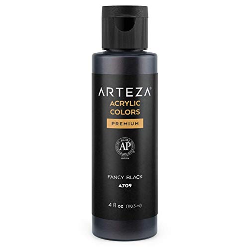 ARTEZA Acrylfarbe irisierend, A709 Schickes Schwarz, 118 ml Flasche, hochviskose schimmernde Chamäleonfarbe wasserbasiert und mischbar, irisierende Farbe für Leinwand, Holz, Steine, Stoffe von ARTEZA
