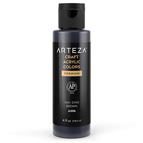 ARTEZA Craft Acrylfarbe, A306 Van Dyke Braun, 118 ml Flasche, wasserbasierte, mischbare, matte Acrylfarbe für Kunst- und DIY-Projekte auf Glas, Holz, Keramik, Stoffen, Papier und Leinwand von ARTEZA