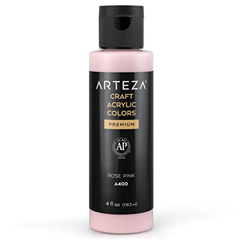 ARTEZA Craft Acrylfarbe, A400 Rosa, 118 ml Flasche, wasserbasierte, mischbare, matte Acrylfarbe für Kunst- und DIY-Projekte auf Glas, Holz, Keramik, Stoffen, Papier und Leinwand von ARTEZA