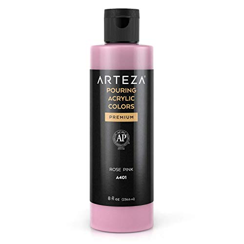ARTEZA Pouring Acrylfarbe, 236 ml, A401 Rosa, flüssige Gießfarbe, kein Mischen erforderlich, Farbe zum Gießen auf Leinwand, Glas, Papier, Holz, Fliesen und Steinen von ARTEZA