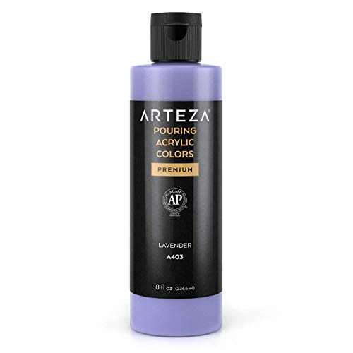 ARTEZA Pouring Acrylfarbe, 236 ml, A403 Lavendel, flüssige Gießfarbe, kein Mischen erforderlich, Farbe zum Gießen auf Leinwand, Glas, Papier, Holz, Fliesen und Steinen von ARTEZA