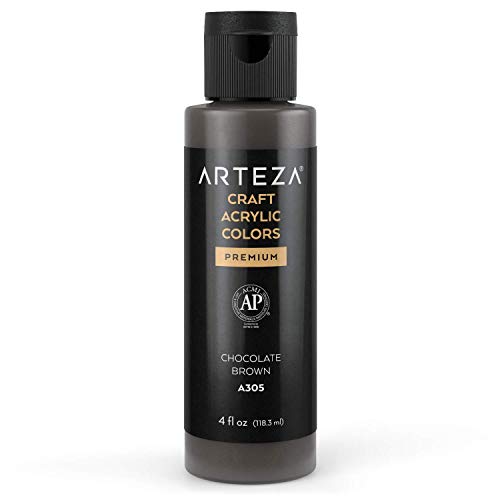 ARTEZA Craft Acrylfarbe, A305 Schokoladenbraun, 118 ml Flasche, wasserbasierte, mischbare, matte Acrylfarbe für Kunst- und DIY-Projekte auf Glas, Holz, Keramik, Stoffen, Papier und Leinwand von ARTEZA