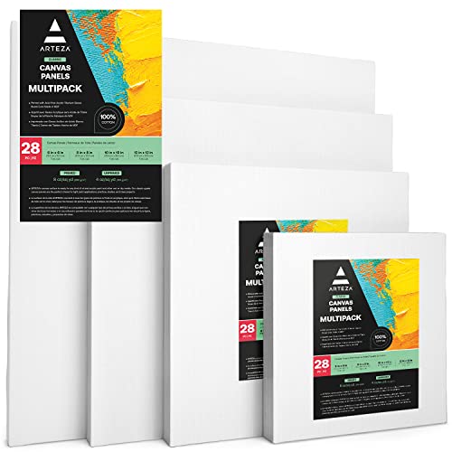 Arteza Malkarton, 28 Stück Großpackung 15.2 x 15.2cm, 20.3 x 20.3cm, 25.4 x 25.4cm, 30.5 x 30.5cm, weiße grundierte 100% Baumwolle, für Malerei, Acrylgießen, Ölfarben & nasse Kunstmedien Arteza Malkarton, 28 Stück Großpackung 15.2 x 15.2cm, 20.3 x 20.3cm, 25.4 x 25.4cm, 30.5 x 30.5cm, weiße grundierte 100% Baumwolle, für Malerei, Acrylgießen, Ölfarben & nasse Kunstmedien von ARTEZA