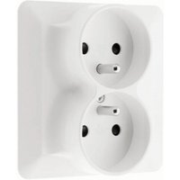 Doppelsteckdose 2-polig + Erde Monoposto Einbau Modell ARTEZO weiß von ARTEZO