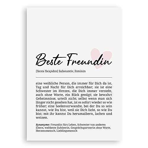 ARTFAVES® Definition Poster - Beste Freundin | Worterklärung Bild für Wohnzimmer Schlafzimmer Küche | Wanddeko Wandbild Geschenk | ohne Rahmen | 21 x 30 cm von ARTFAVES