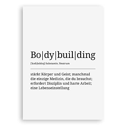 ARTFAVES® Definition Poster - Bodybuilding | Worterklärung Bild für Wohnzimmer Schlafzimmer Küche | Wanddeko Wandbild Geschenk | ohne Rahmen | 21 x 30 cm von ARTFAVES