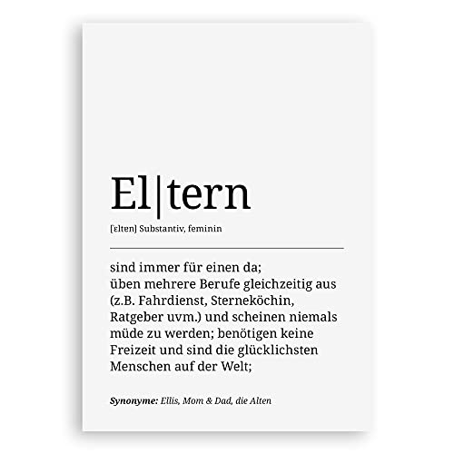 ARTFAVES® Definition Poster - Eltern | Worterklärung Bild für Wohnzimmer Schlafzimmer Küche | Wanddeko Wandbild Geschenk | ohne Rahmen | 21 x 30 cm von ARTFAVES