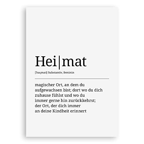 ARTFAVES® Definition Poster - Heimat | Worterklärung Bild für Wohnzimmer Schlafzimmer Küche | Wanddeko Wandbild Geschenk | ohne Rahmen | 21 x 30 cm von ARTFAVES