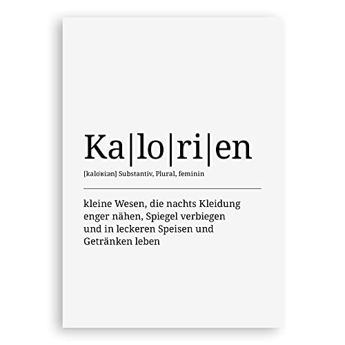 ARTFAVES® Definition Poster - Kalorien | Worterklärung Bild für Esszimmer Küche | Wanddeko Wandbild Geschenk | ohne Rahmen | 30 x 40 cm von ARTFAVES