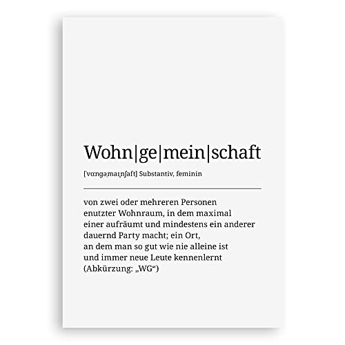 ARTFAVES® Definition Poster - Wohngemeinschaft | Worterklärung Bild für WG Wohngemeinschaft Küche | Wanddeko Wandbild Geschenk | ohne Rahmen | 30 x 40 cm von ARTFAVES