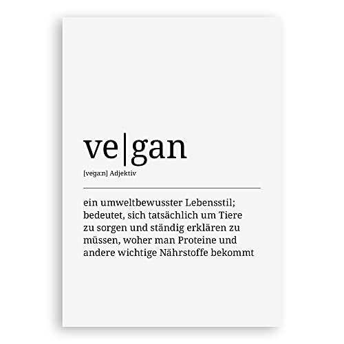 ARTFAVES® Definition Poster - vegan | Worterklärung Bild für Wohnzimmer Esszimmer Küche | Wanddeko Wandbild Geschenk | ohne Rahmen | 21 x 30 cm von ARTFAVES