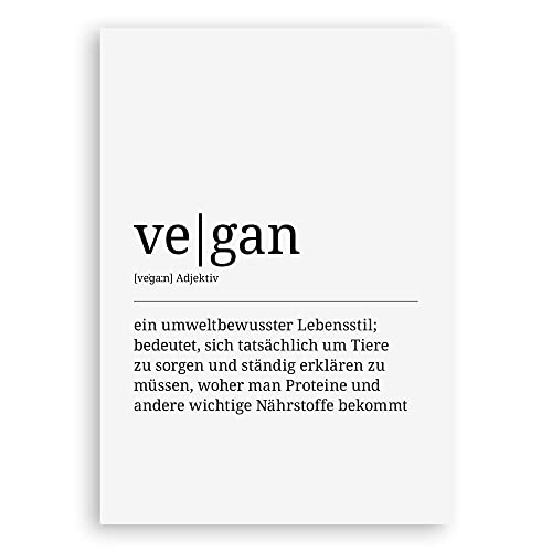 ARTFAVES® Definition Poster - vegan | Worterklärung Bild für Wohnzimmer Esszimmer Küche | Wanddeko Wandbild Geschenk | ohne Rahmen | 30 x 40 cm von ARTFAVES