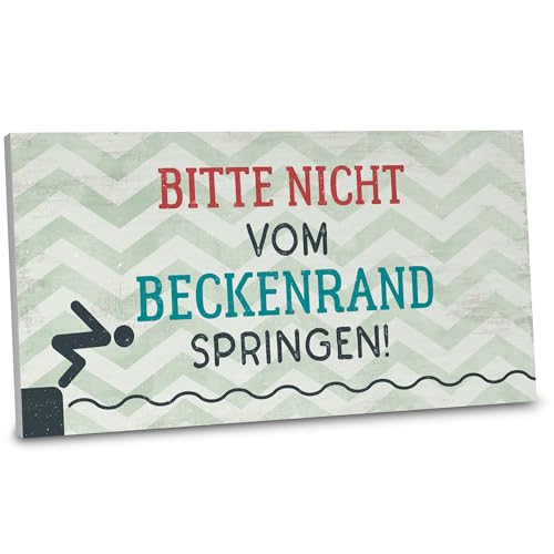 ARTFAVES® Gartenschild - Bitte Nicht vom Beckenrand springen | Shabby Chic Vintage Gartendeko, Schild mit Spruch zum Thema Pool/Garten | Größe: 30 x 15 cm von ARTFAVES