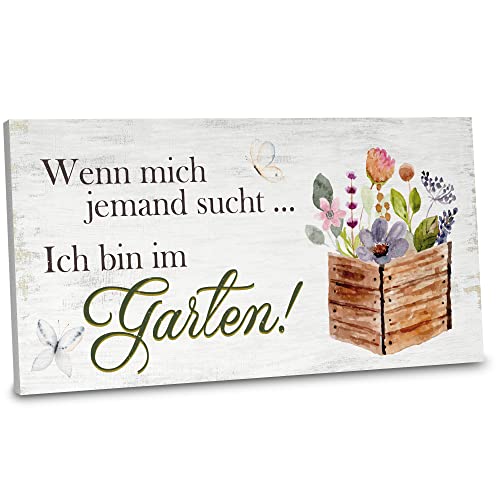 ARTFAVES® Gartenschild - Ich bin im Garten | Shabby Chic Vintage Gartendeko, Schild mit Spruch zum Thema Garten/Hobbygärtner | Größe: 30 x 15 cm von ARTFAVES