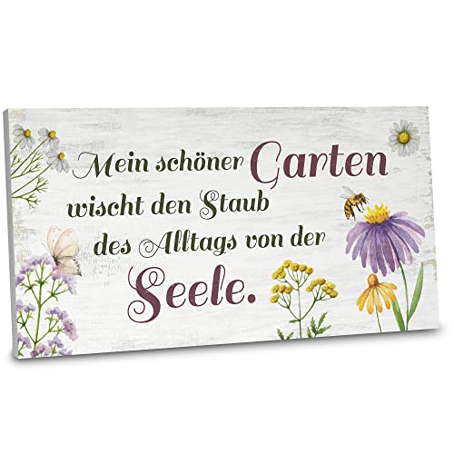 ARTFAVES® Gartenschild - Mein schöner Garten | Shabby Chic Vintage Gartendeko, Schild mit Spruch zum Thema Garten/Hobbygärtner | Größe: 30 x 15 cm von ARTFAVES