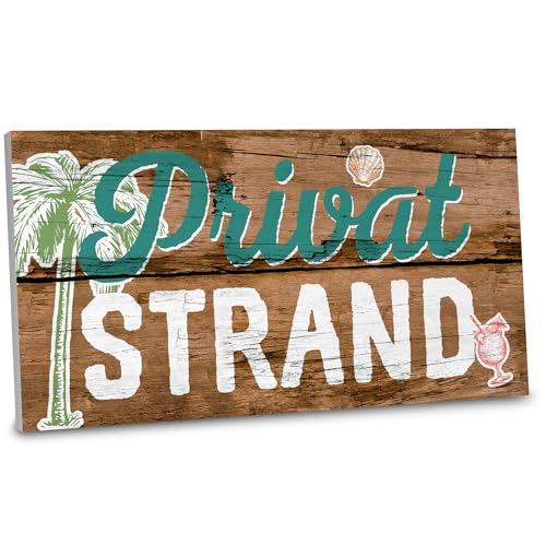ARTFAVES® Gartenschild - Privatstrand | Shabby Chic Vintage Gartendeko, Schild mit Spruch zum Thema Pool/Garten | Größe: 30 x 15 cm von ARTFAVES