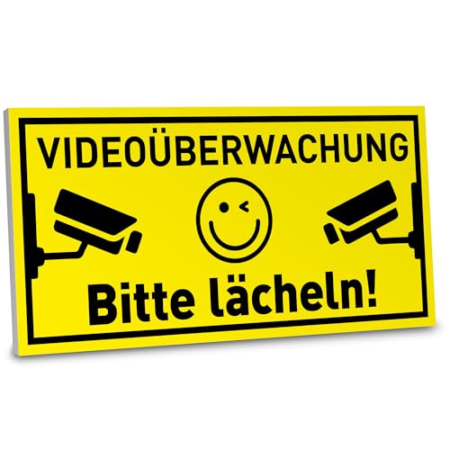 ARTFAVES® Hinweisschild - Videoüberwachung Bitte Lächeln | witziges Warnschild Hinweisschild/Achtung/Warnung | Größe: 30 x 15 cm von ARTFAVES