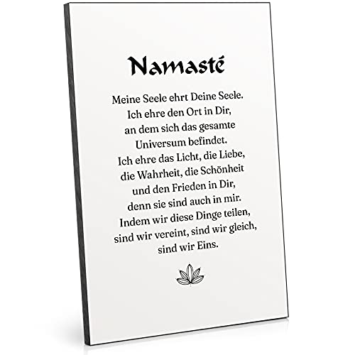 ARTFAVES® Holzbild mit Spruch - Namasté | modernes Holzschild schwarz-weiss zur Dekoration oder als Geschenk zum Thema Liebe/Spiritualität/Yoga/Freundschaft von ARTFAVES