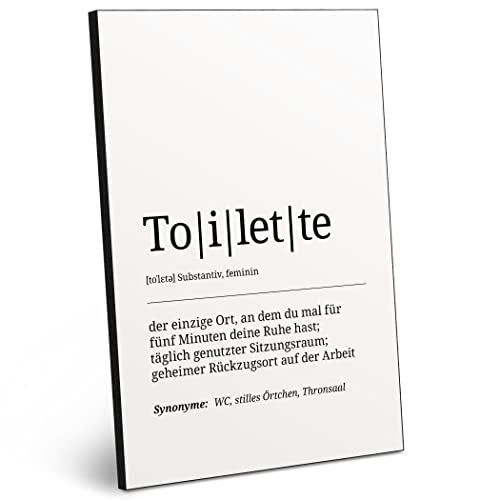 ARTFAVES® Worterklärung Toilette | Definition Bild schwarz-Weiss als Geschenk | Holzschild mit Spruch zum Thema Zuhause/Badezimmer von ARTFAVES