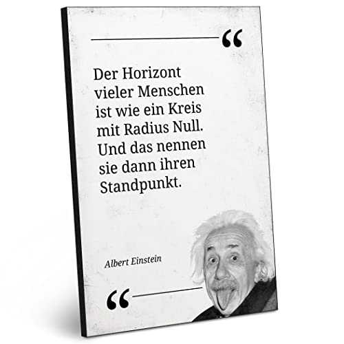 ARTFAVES® Holzbild mit Spruch - Der Horizont vieler Menschen/Zitat Albert Einstein | modernes Holzschild schwarz-Weiss zur Dekoration oder als Geschenk zum Thema Spiritualität von ARTFAVES
