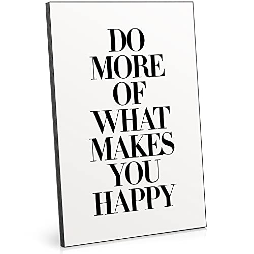 ARTFAVES® Holzbild mit Spruch - Do More of What Makes You Happy - modernes Holzschild schwarz-Weiss als Geschenk zum Thema Glücklichsein von ARTFAVES