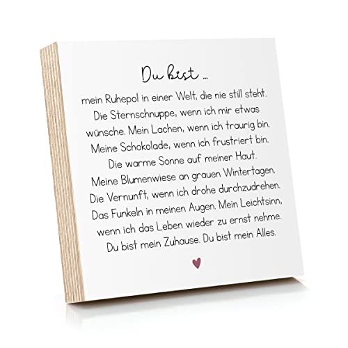 ARTFAVES® Holzbild mit Spruch - Du bist mein Ruhepol | Deko Geschenk zum Thema Freundschaft/Liebe/Familie/Größe: 14,8 x 14,8 cm von ARTFAVES