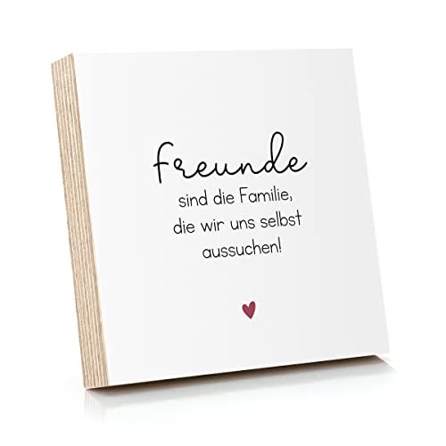ARTFAVES® Holzbild mit Spruch - Freunde sind die Familie, die wir uns selbst aussuchen | Deko Geschenk zum Thema Freundschaft/Größe: 14,8 x 14,8 cm von ARTFAVES