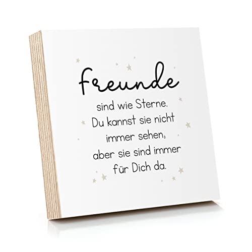 ARTFAVES® Holzbild mit Spruch - Freunde sind wie Sterne | Deko Geschenk zum Thema Freundschaft/Größe: 14,8 x 14,8 cm von ARTFAVES