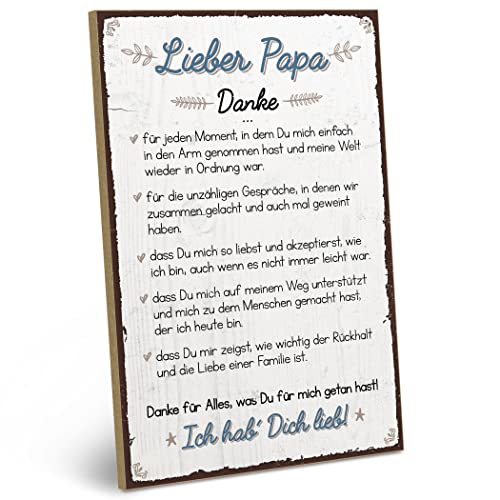 ARTFAVES® Holzschild mit Spruch - Danke Lieber Papa | Shabby Chic Vintage Schild | Deko Geschenk zum Thema Vatertag | Größe: 19 x 28 cm von ARTFAVES