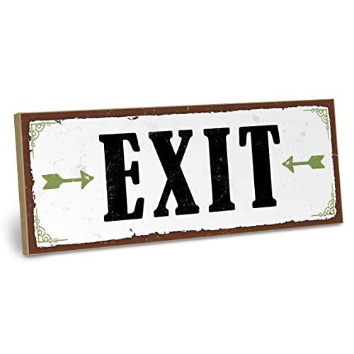 ARTFAVES® Holzschild mit Spruch - EXIT | Shabby Chic Vintage Schild | Deko Geschenk zum Thema Zuhause, Büro | Größe: 28 x 10 cm von ARTFAVES
