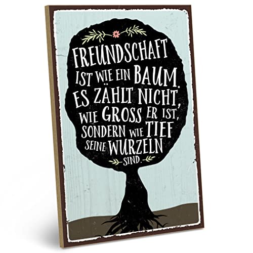 ARTFAVES® Holzschild mit Spruch - Freundschaft IST WIE EIN Baum | Shabby Chic Vintage Schild | Deko Geschenk zum Thema Freundschaft | Größe: 19 x 28 cm von ARTFAVES