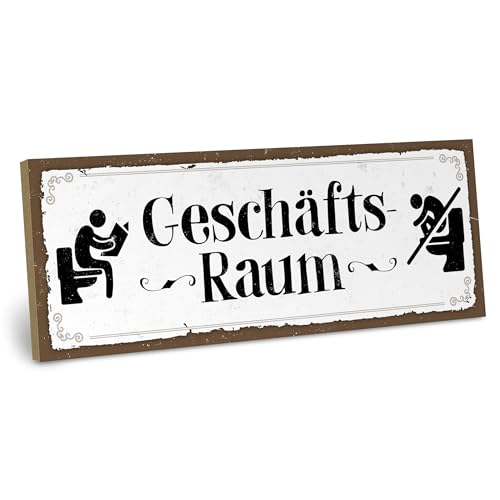 ARTFAVES® Holzschild mit Spruch - Geschäftsraum | Shabby Chic Schild Retro Vintage Deko Geschenk | Bad, Badezimmer, WC, Toilette | Größe: 28 x 10 cm von ARTFAVES