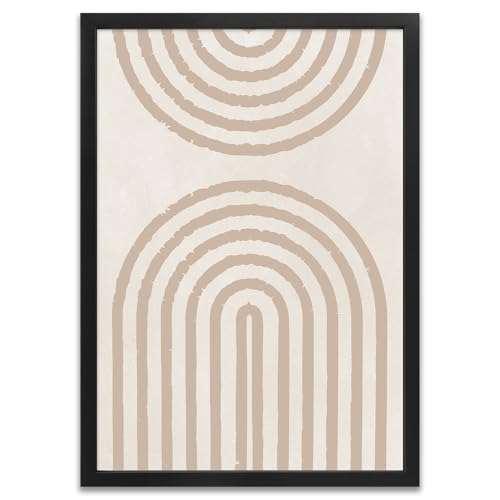 ARTFAVES® Poster - Abstrakte Bogenform Beige | Wanddeko Wandbild Kunst Illustration | mit Rahmen Schwarz | 21 x 30 cm von ARTFAVES