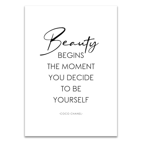 ARTFAVES® Poster - Beauty begins the moment you decide to be yourself | Wanddeko Wandbild Spruch Coco Fashion Mode | ohne Rahmen | 21 x 30 cm von ARTFAVES